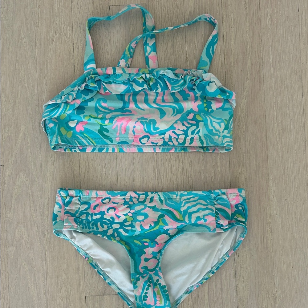 Lilly Pulitzer Kids Bikini in Blue and Pink